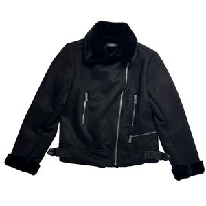 Lauren‎ Ralph Lauren Black Faux Shearling Lined Jacket Women's XS